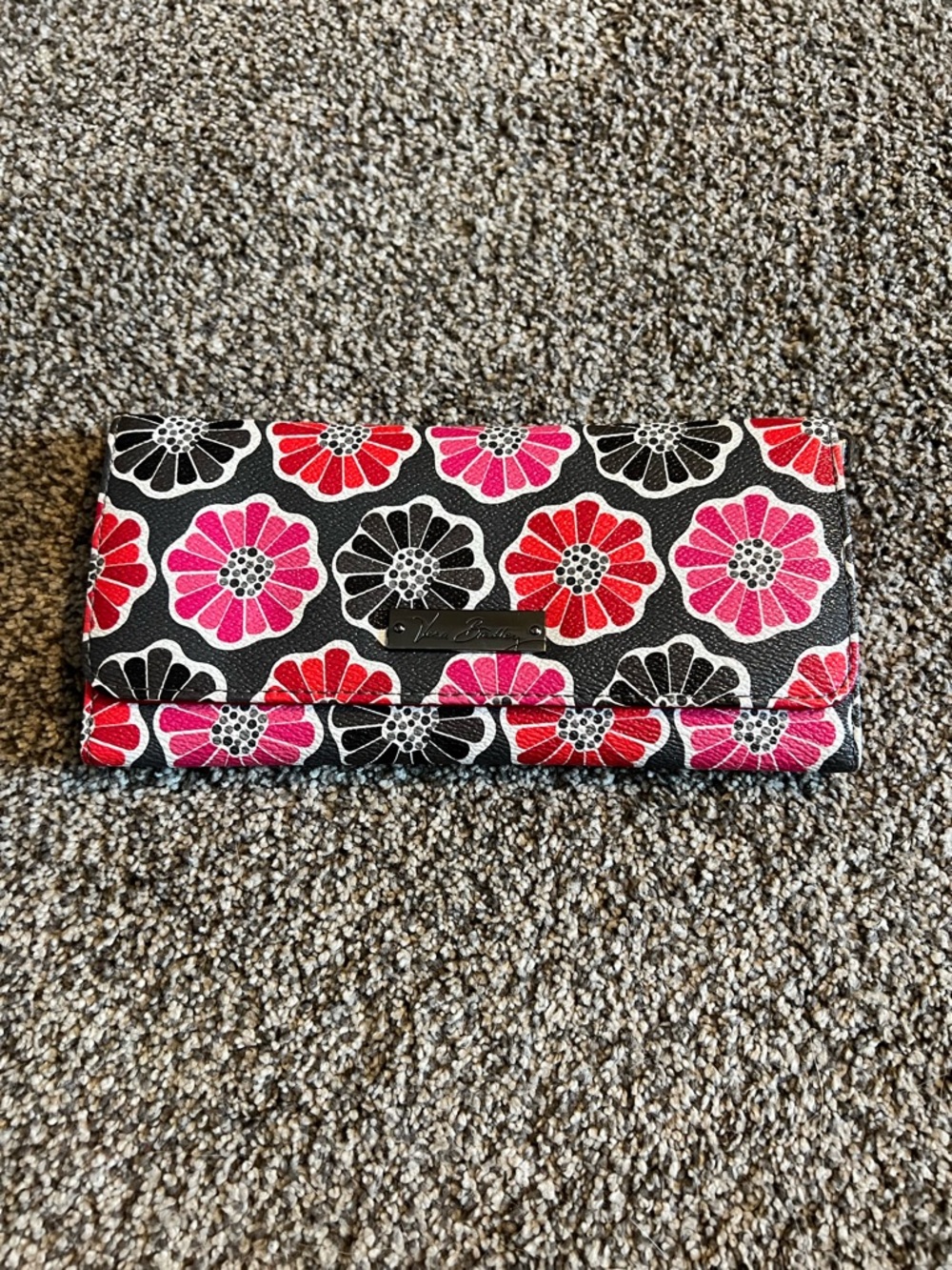 Vera Bradley Floral Trifold Wallet - Pink, Red & Black
